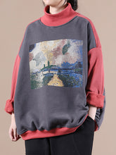 Split-Joint High-Neck Printed Sweatshirt