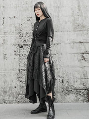 Black Cropped Pleated Bubble Skirt