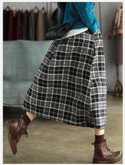 Vintage Plaid Loose Skirt