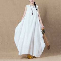 Solid Color Literary Sleeveless Maxi Dress