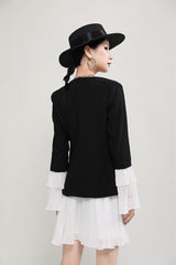 Women Spliced Lapel Irregular Dress