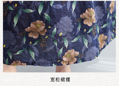 Round Neck Loose Print Short Sleeve Dress