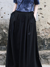 Women Solid Color Drape Pleated Retro Skirt