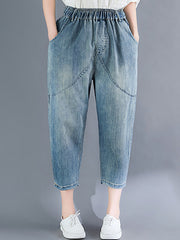 Fashion With Pocket Denim Capri-Pants
