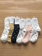 Peach Heart Print Cotton Socks