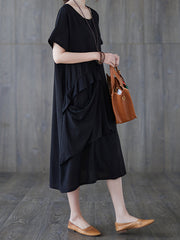 Short Sleeves Round Neck Lace Maxi Dress