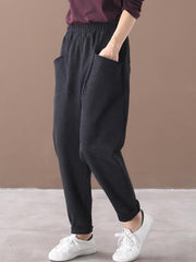 Loose Stitching Velvet Thickening Pants