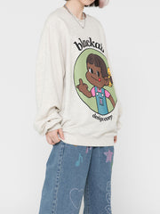 Print Oversize Loose Pullover Long Sleeve Sweatershirt