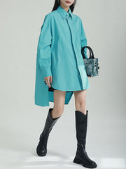 Irregular Clipping Roomy Split-Side Pure Color Lapel Shirts Tops