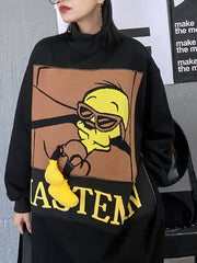 Women Stand Collar Printed Casual Sweatshirt