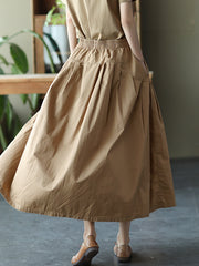 Retro Casual Loose Thin Solid Color Skirt