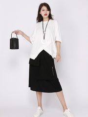 Casual Cropped Split-front T-shirt