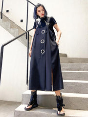 Black Loose Sleeveless A-Line Suspender Dress