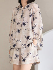Loose Plus Size Casual Printed Hooded Two-piece Suit