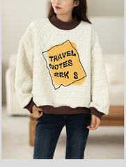 Pullover Letters Printed Bubble Ringer Sweatshirt
