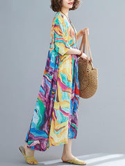 Loose Floral A-Line Vintage Dress