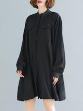 Loose Solid Color Cropped Medium-Length Shirt Dress