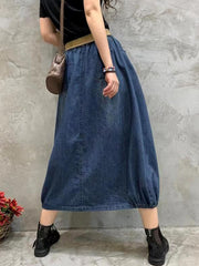 Loose Solid Color Slit Retro Slim Skirt