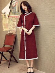 Loose Lacy Retro Long Cheongsams