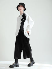 Loose Irregular Lace-Up Color-Block Sweatshirt