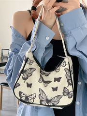 Women Graffiti Butterfly Print Underarm Bag