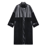 Loose Splicing Pu Thicken Outwear
