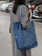 Vintage Ruffled Kraft Paper Canvas Shoulder Bag