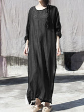 Vintage Solid Color Breathable Split-Side Dress