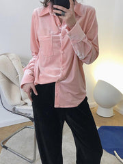 Trendy Loose Long Sleeve Velvet Shirt