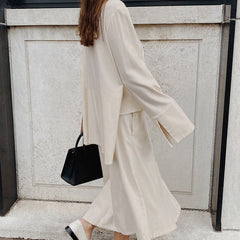 Round Neck Slit Irregular Skirt Retro Casual Suit