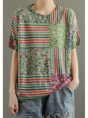 Color Block Printing Loose T-Shirt