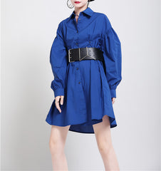 Women Loose Buttoned Long Sleeve Dress