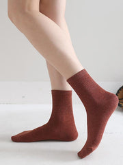 Solid Color Breathable Cotton Socks