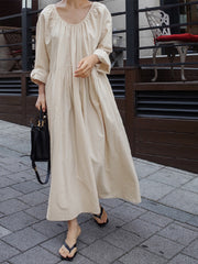 Women Round Neck Loose Casual Dress