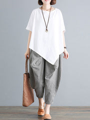 Loose Solid Color Irregular T-Shirt