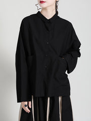 Women Irregular Lapel Long Sleeve Shirt