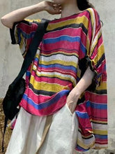 Leisure Loose Summer Thin Striped T-Shirt