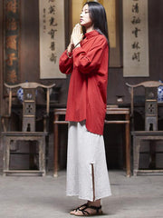 National Style Stand Collar Linen Shirt