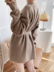 Classic Solid Color Thicken Knitted Mini Dress