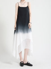 Gradient Irregular Big Hem Contrast Dress