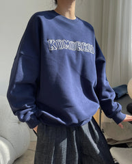 Retro Casual Alphabet Embroidery Loose Hoodie
