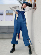 Letter Patch Loose Casual Wide-leg Jumpsuit