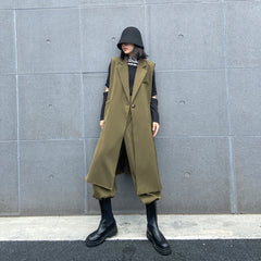 Women Retro Waistcoat Wide Leg Pants Two-Piece Suit