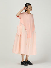 Loose Cropped Splicing Round-Neck Dress