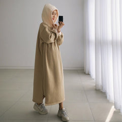 Casual Loose Hooded Patchwork Hoodie Dress