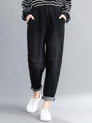 Casual Elastic Waist Jean Pants