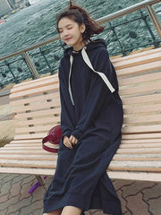 Loose Split-side Hoodie Long Dress