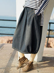 Split-Joint Denim Skirt Bottom