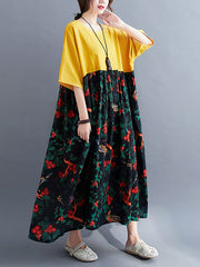 Original Floral Round-Neck Dress
