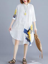 Loose Printed Stand-collar Shirt